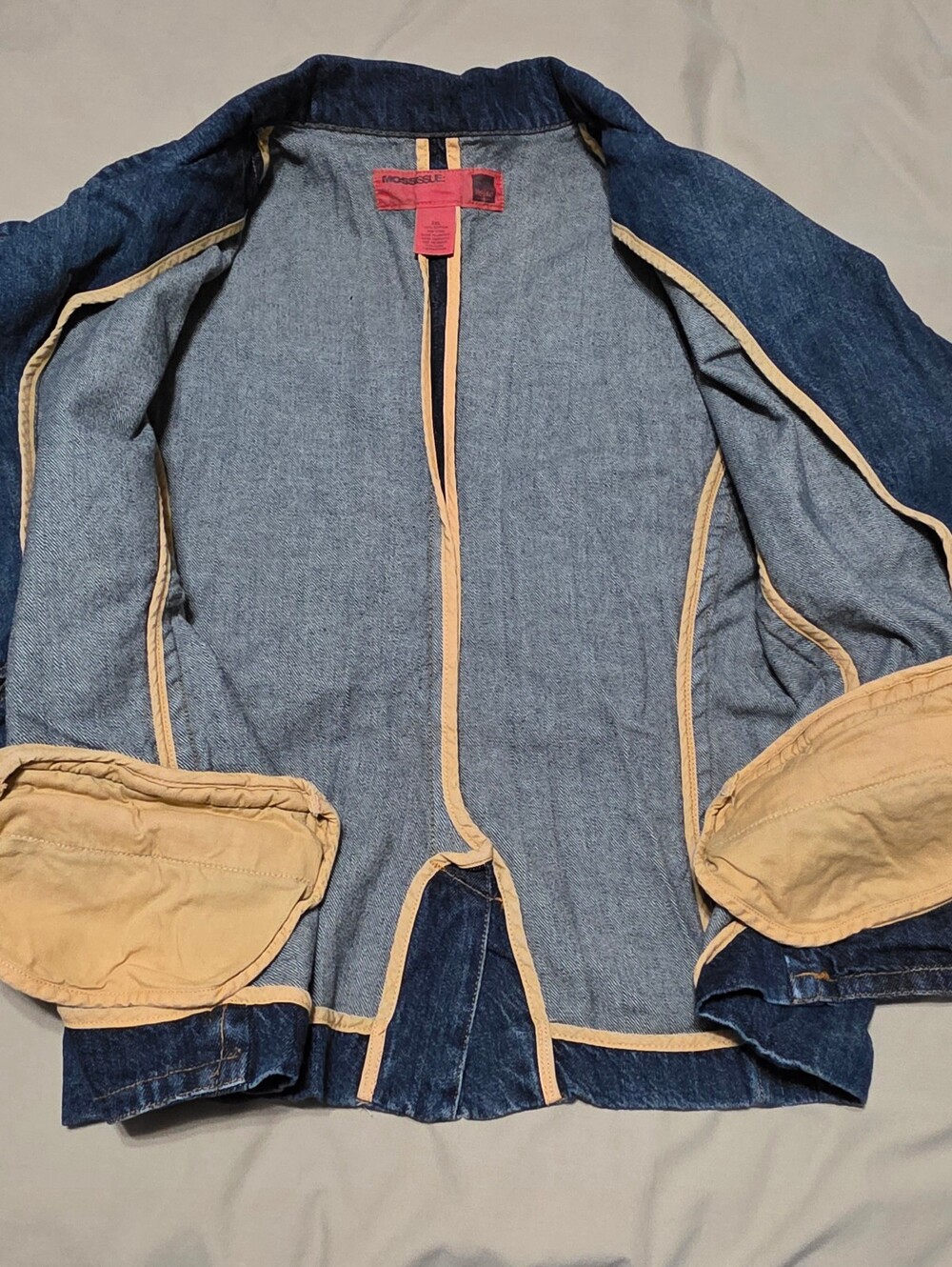 Repurposing Dark Blue Denim Blazer Jacket Y2K Women's Sz XXL(Shrunk To L) - Picture 6 of 9